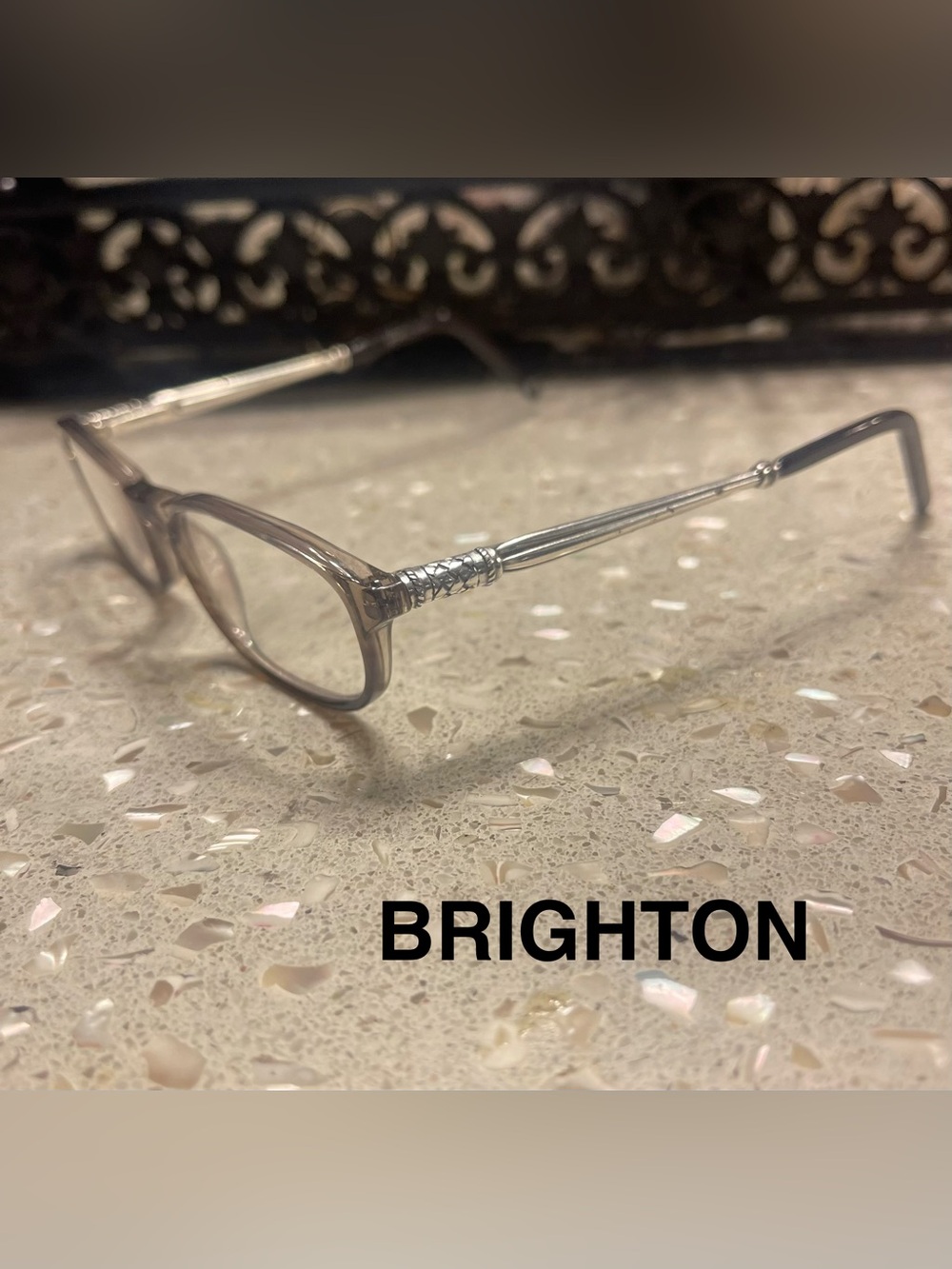 Brighton Silver-Trim Clear Taupe Reading Glasses